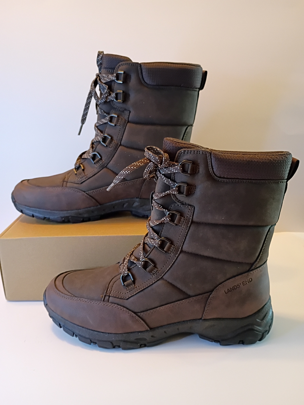 Lands' End Men's Brown Insulated Lace-Up Winter Boots